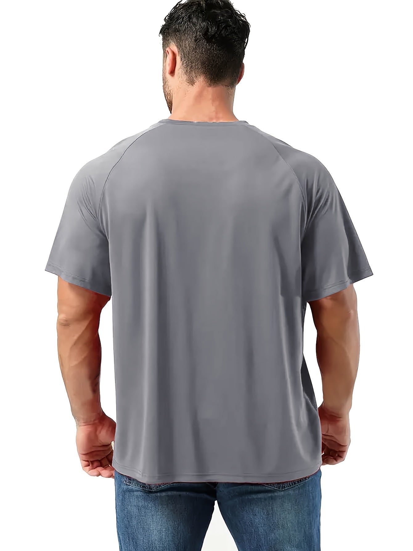 Three large solid short-sleeve sports t-shirts for men, versatile for outdoor activities and leisure, plus size