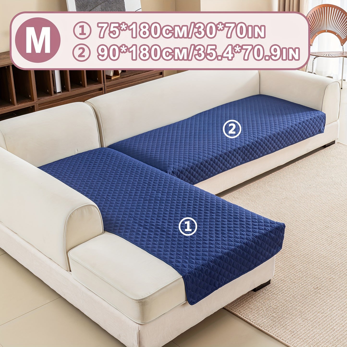 2 durable L-shaped sofa protectors for both left and right sofas, machine washable.