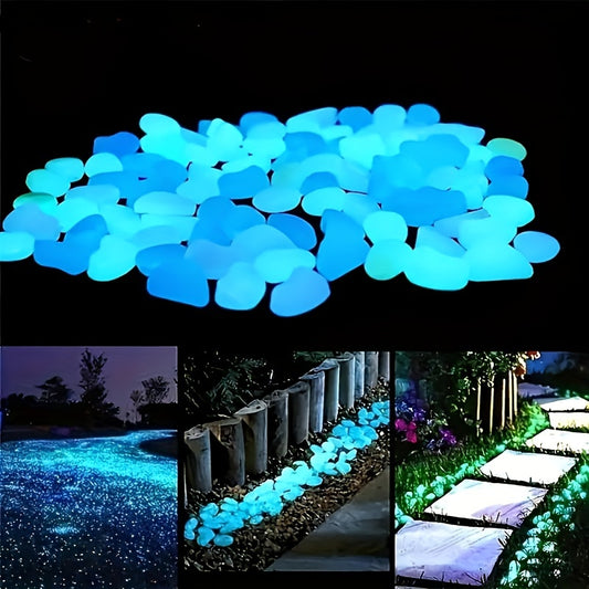 1000 Blue Glow-in-the-Dark Pebbles - Vibrant decor for gardens, fish tanks, pathways, and aquariums. Smooth texture.