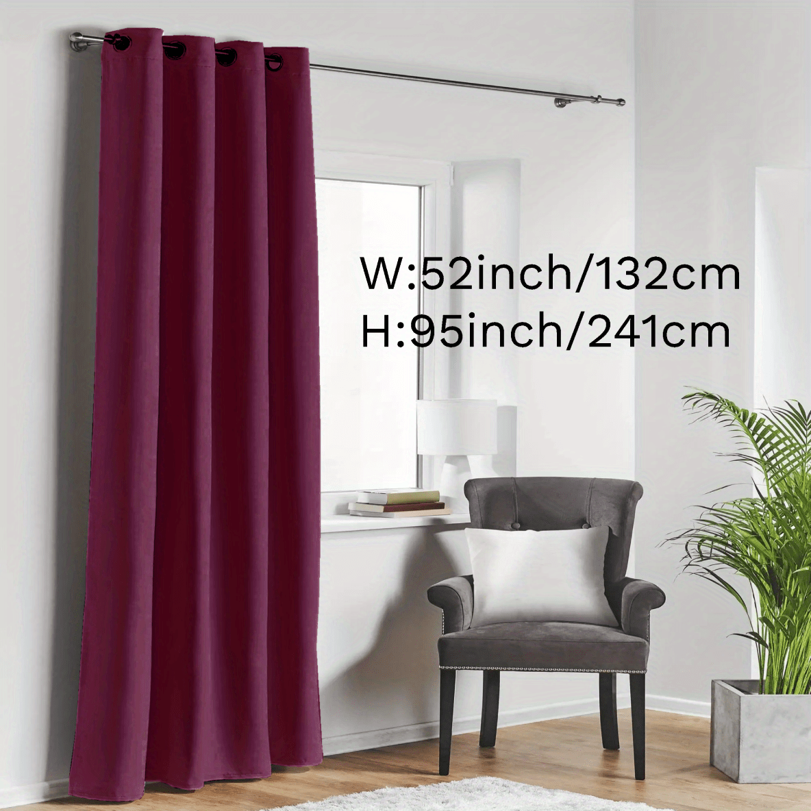 Blackout Curtain with Loop for Bedroom - Provides Heat Insulation, Energy Savings, Noise Reduction, and Shading - Also Suitable for Living Room - 180g Weight