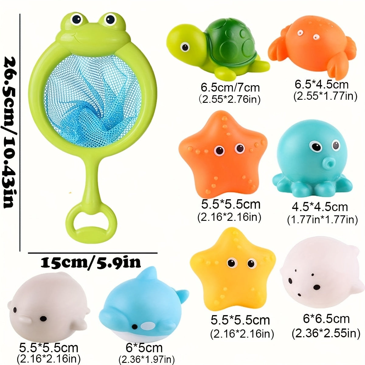 Colorful glow-in-the-dark bath toy set of luminous ocean animals made of PVC, with batteries included. Fun and educational bathtub game for youngsters.