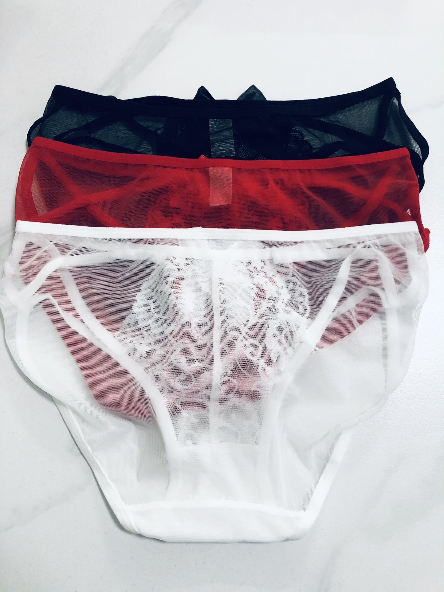 3pcs Sexy Hollow Lace Women's Panties, Low Waist Mesh Seamless Briefs, Lingerie & Underwear