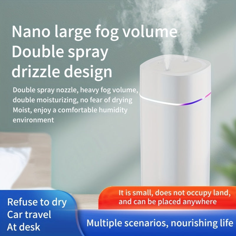 600ml USB Ultrasonic Air Humidifier for Home or Office, Dual Mist, Quiet Operation, Aromatherapy Compatible