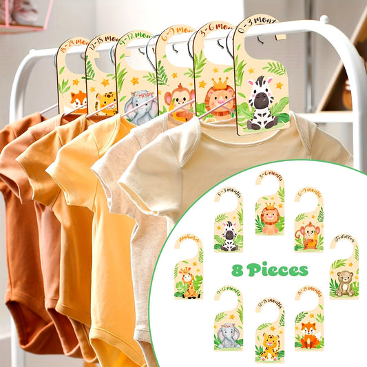 Set of 8 Double-sided Wooden Wardrobe Dividers, Ideal for Nursery Organization and Sorting Clothing Sizes from Newborn to 24 Months, Helps Keep Clothes Neatly Organized in the Wardrobe