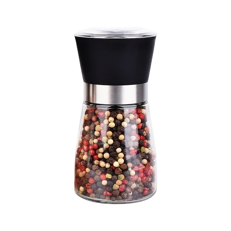 Practical Kitchen Gadget: Hand Grinder for Pepper, Salt, and Spices with Glass Storage Container