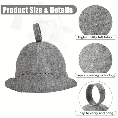 1pc Thick Wool Felt Sauna Hat - Insulating and Sweat Absorbent for Sauna Use