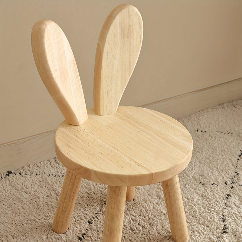 Adorable Rabbit Ears Creative Wooden Stool - Perfect for Changing Shoes, Room Decor, and More