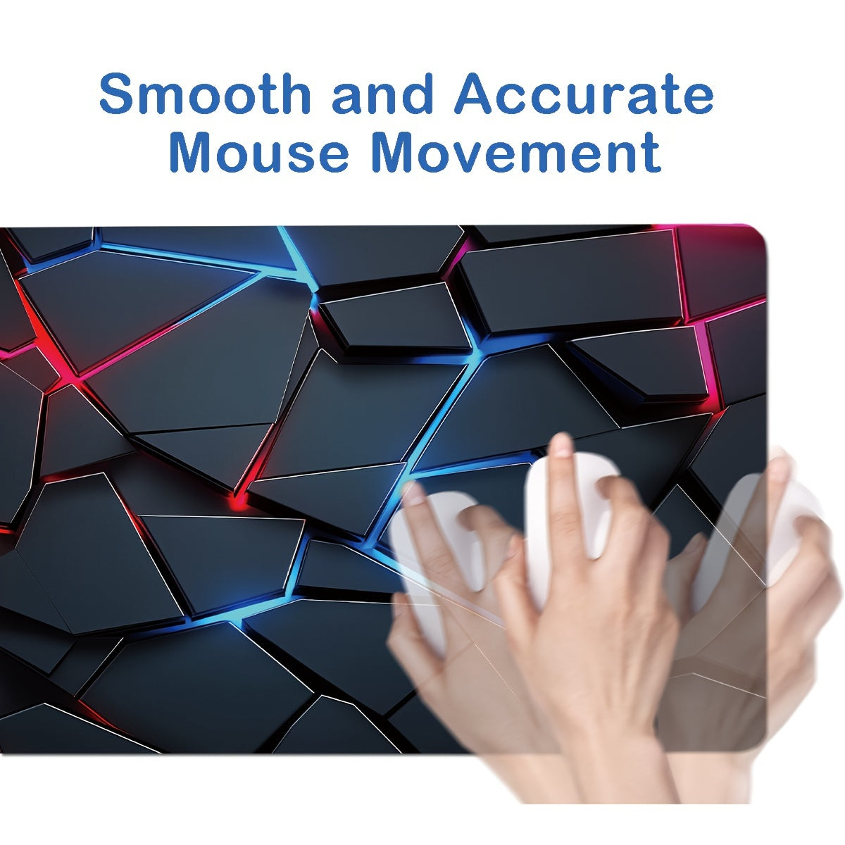 90x40cm Rectangle Gaming Mouse Pad with Red and Blue Gradient Design, Non-Slip Rubber Base, Precision Stitched Edges, and Keyboard Compatibility. Ideal for Gamers and Office Use.