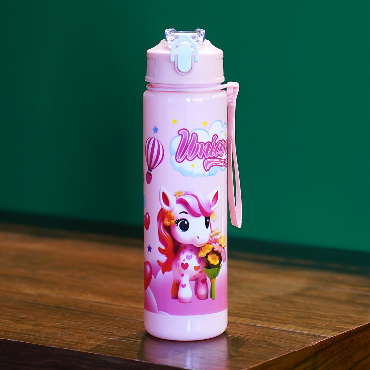 1 Cartoon-Themed 25oz Shaker Bottle with Straw, Leak-Proof, PVC-Free, Hand Wash Only, Ideal for Outdoor Activities - Pack of 1