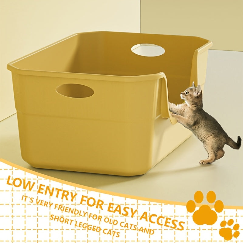 XL Cat Litter Box with Splash Protection, Semi-Enclosed & Open Design, Includes Scoop and Deodorant Bag