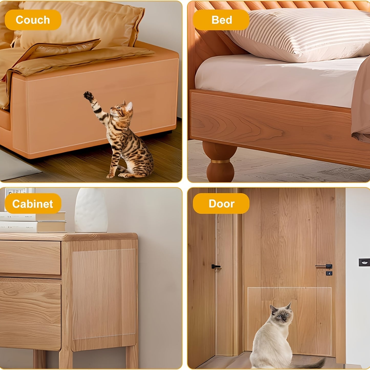 299.72 x 29.97cm PVC Self-Adhesive Sofa Protector, Transparent Anti-Scratch Furniture Cover for Cats