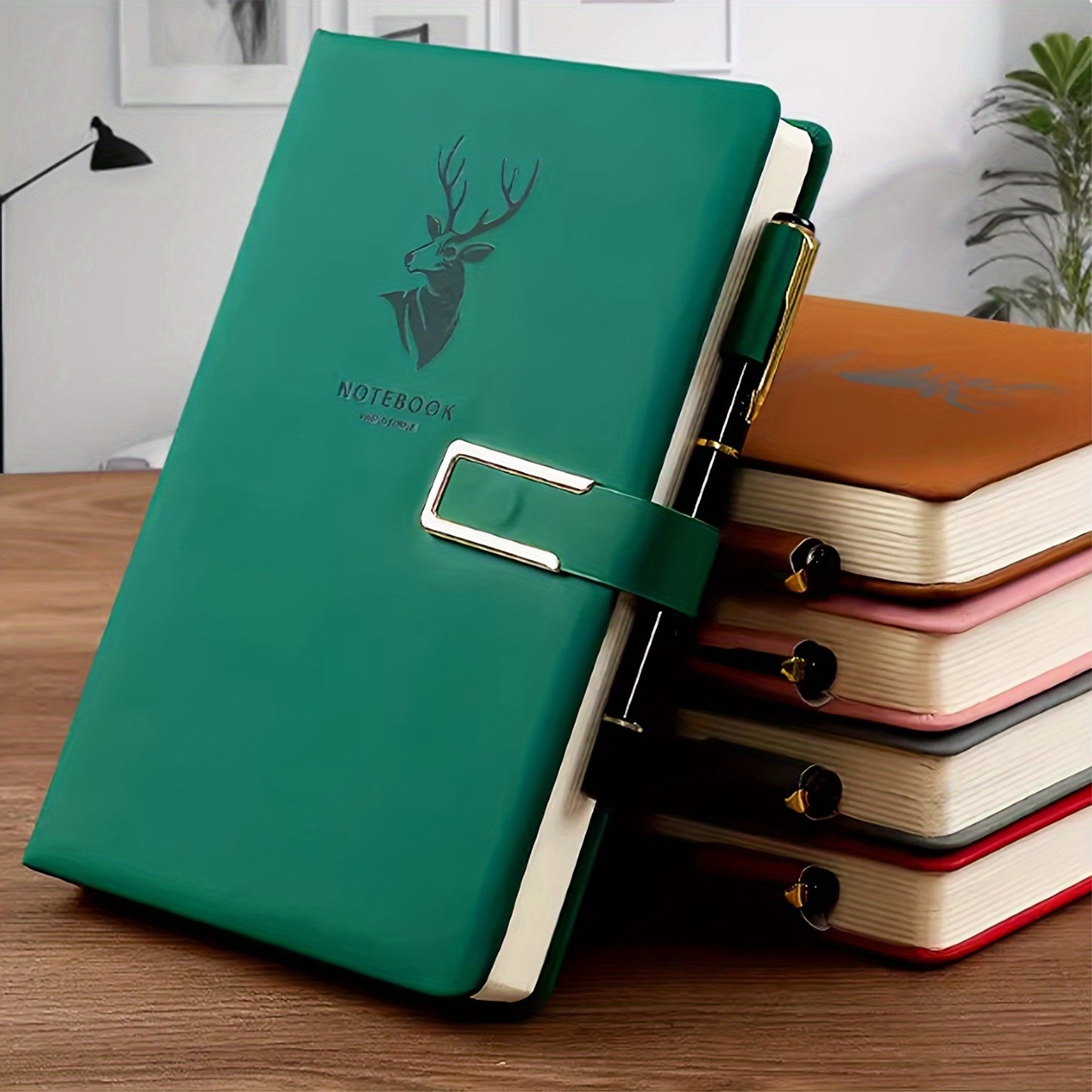 Vintage-style A5 notebook with soft cover, magnetic closure, bookmarks, and waterproof features. Suitable for daily office use or college diary.