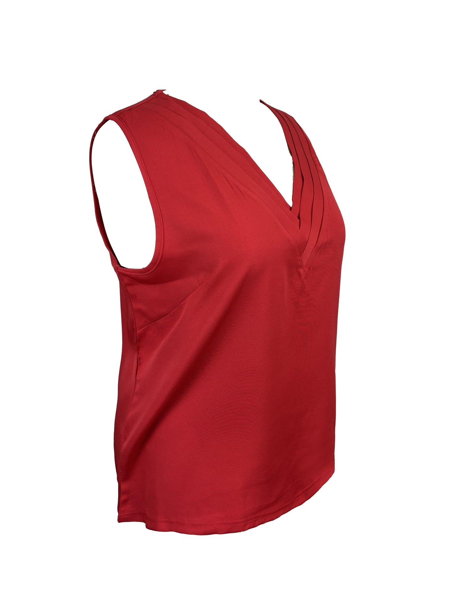 Stylish V-Neck Tank Top for Women - Breathable Polyester/Spandex Blend, Machine Washable, Ideal for Summer