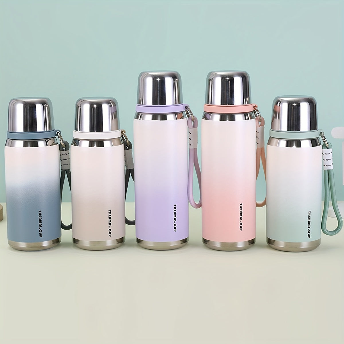 Trendy Gradient Stainless Steel Water Bottle - 600ml/800ml, Insulated and Durable with Lid - Ideal for Any Time of Year