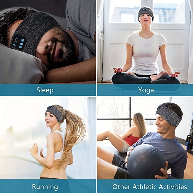 XMSJ Wireless Sleep Headphones Headband - 3-in-1 wireless music eye mask with volume control and USB charging, ideal for side sleepers.