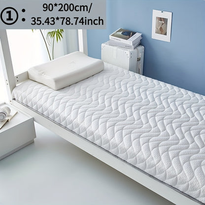 Mattress pad, 6-8cm thick, high elastic, breathable, non-slip, foldable, spot-clean, 100% polyester, woven fabric, 200-250gsm. Pillow not included.