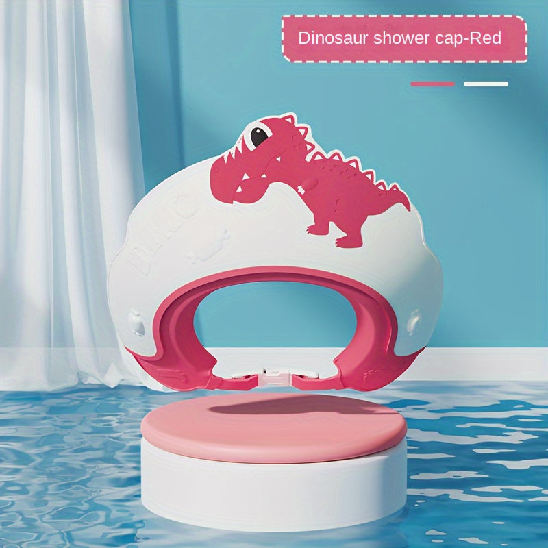 Shower Cap with Fun Dinosaur Design, Waterproof Shampoo Barrier, Leak-Proof, Comfortable Fit, Ear Protection for Kids Ages 2-6, Perfect Bath Time Accessory by PANLYNNER