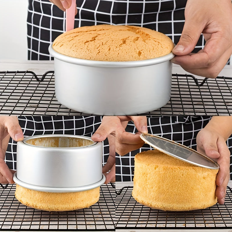 One piece of Loose Bottom Cake Pan Mold with Removable Base, Oven Tool for Baking Cakes, Kitchen Baking Gadgets and Tools in 4'', 6'', 8'' and 10'' sizes. Perfect for Home Kitchen Use.