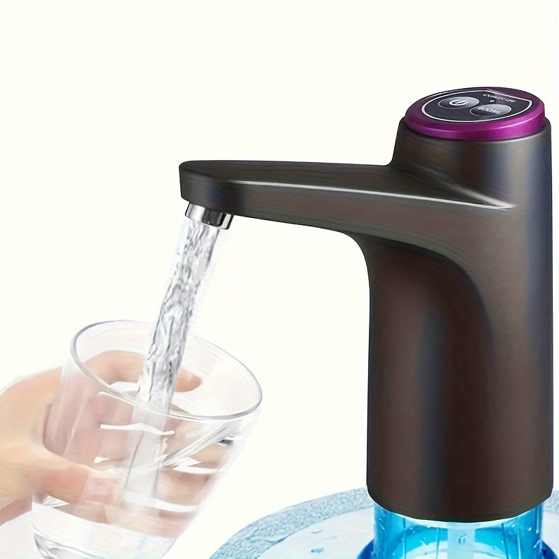 Portable water pressure device for home, office, or dormitory - USB rechargeable electric water bottle pump, automatic drinking water dispenser for jugs ranging from 5.68 to 18.93 liters.