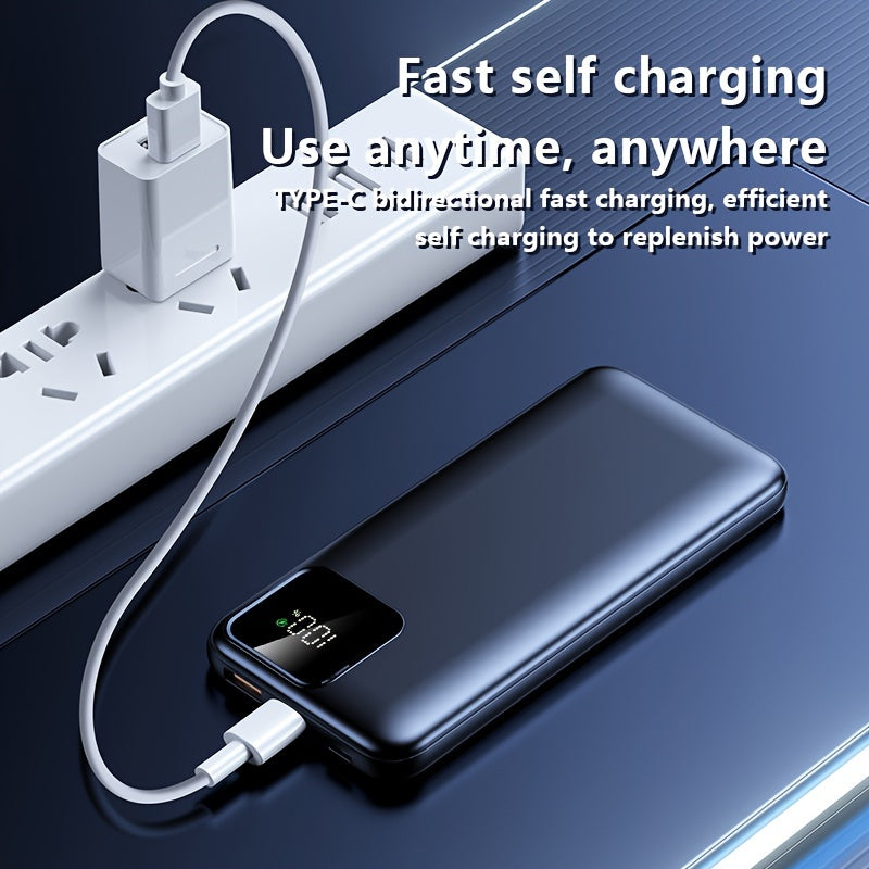 10,000mAh power bank with 22.5W/PD20W fast charging, LED power display, dual input/output, compact and portable for mobile phone charging.