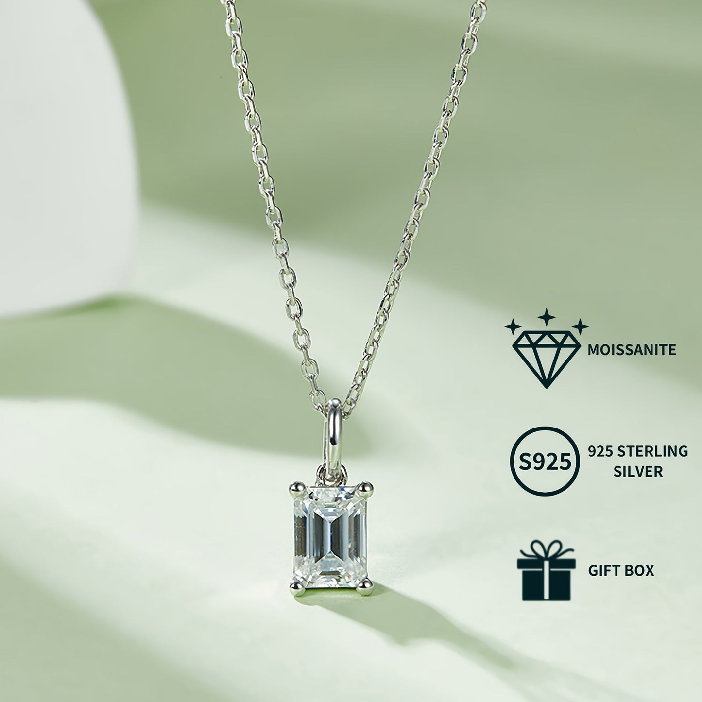 Add a touch of elegance with the PROLIANCE Elegant Moissanite Jewelry Set. This classic set includes a rectangular pendant necklace and stud earrings, both made with 925 sterling silver plating. Choose from 1.0-2.0CT for the pendant and 0.5-1.0CT for the