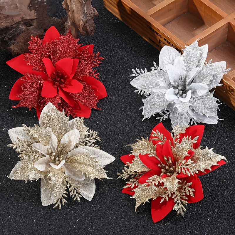 20 new golden dust flowers rattan garland decorations for Christmas windows.