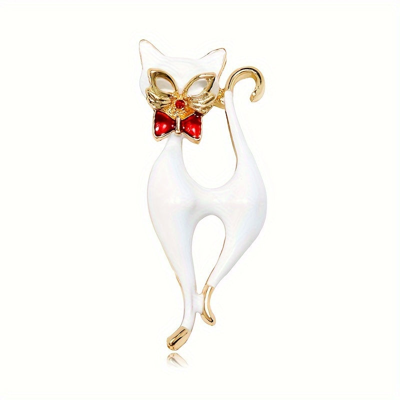 Vintage Cat Brooch Pin - Chic Alloy Accessory, Perfect for Adding Style to both Suits and Dresses