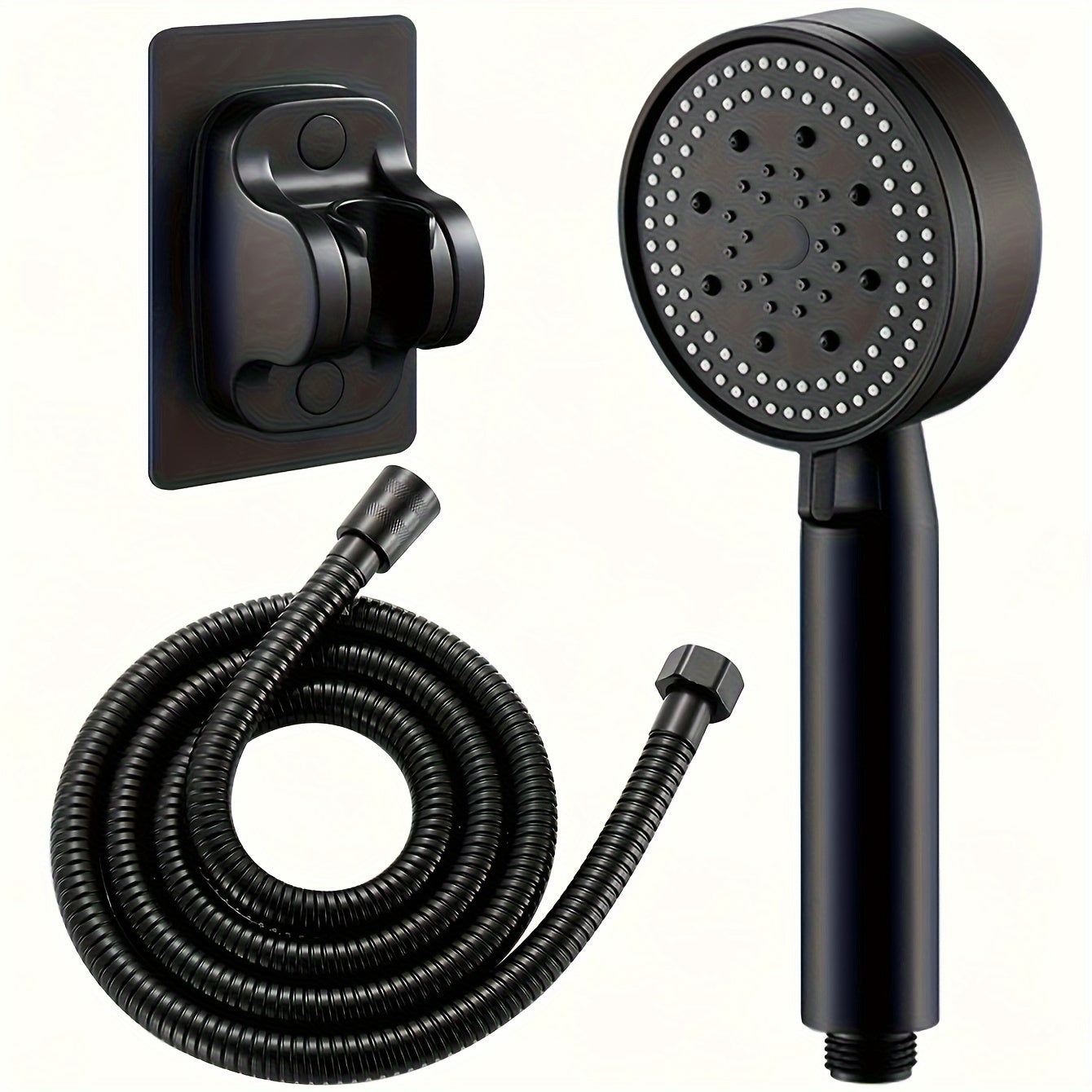 Upgrade your shower with our modern, high-pressure water-saving shower head. Featuring an adjustable bracket and flexible hose for a customizable experience. Made of PVC material, this