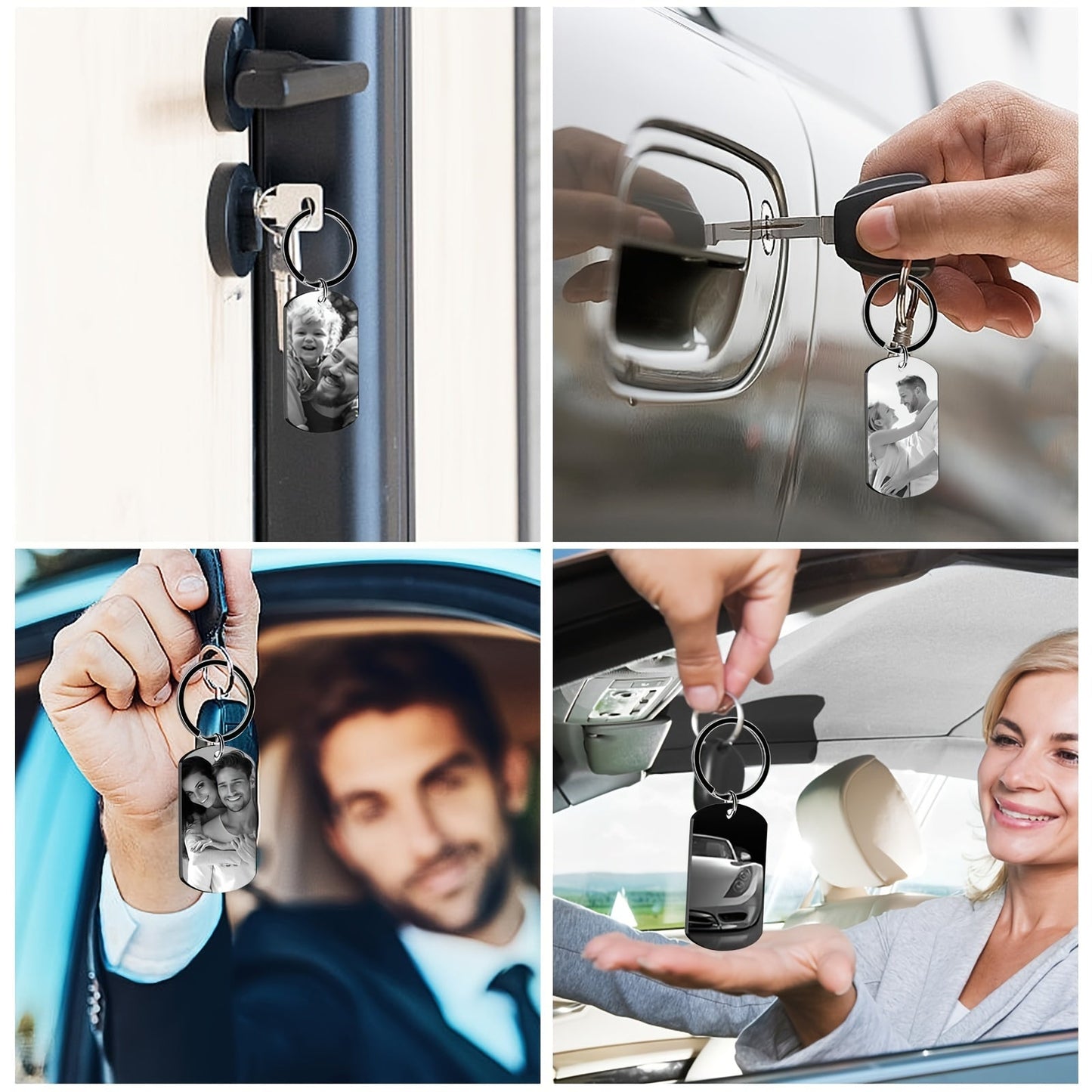 Highest quality Stainless Steel Keychain with Custom Engraving - Unique Dog Tag Design featuring Personalized Photo & Text - Stylish, Long-lasting Black Alloy Accessory that is Water-Resistant - Ideal Gift for Men, Boyfriends, Family & Friends