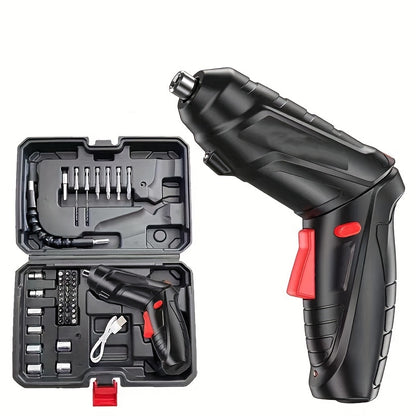 JangkLife 47pcs/15pcs Handheld Electric Screwdriver Set with Rotatable Bits, USB Powered, Plastic Material, ≤36V, Battery-Free.