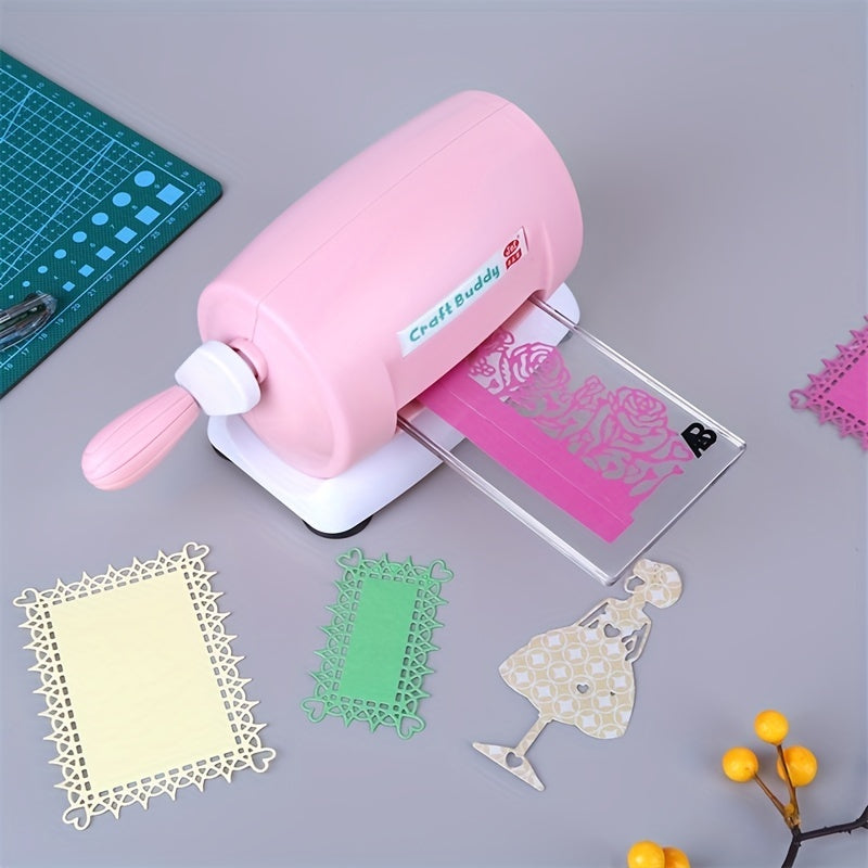 Craft Buddy Scrapbook Die Cutting Embossing Machine with 5 colors and 1 Set A&B Acrylic Cutting Pads for DIY Scrapbooking Paper Crafts.