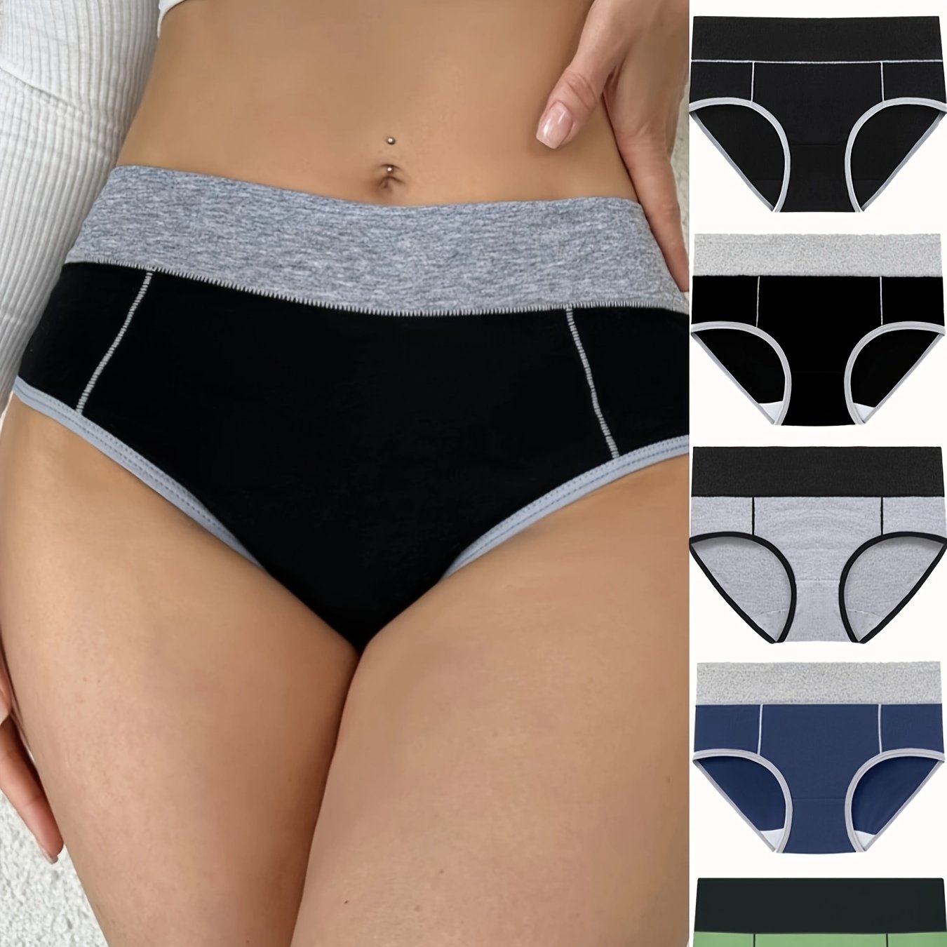 5 Colorblock Trim Briefs: Comfortable, Breathable, Stretchy Women's Lingerie & Underwear