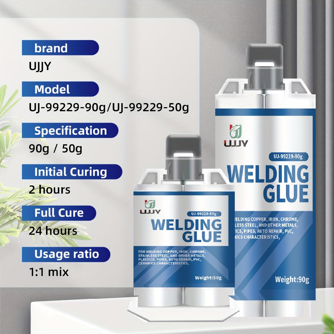 UPVY Strong Welding Glue - Waterproof, Oil-Resistant, High-Temperature Adhesive for various surfaces - Fast Curing, 80g + 30g tubes