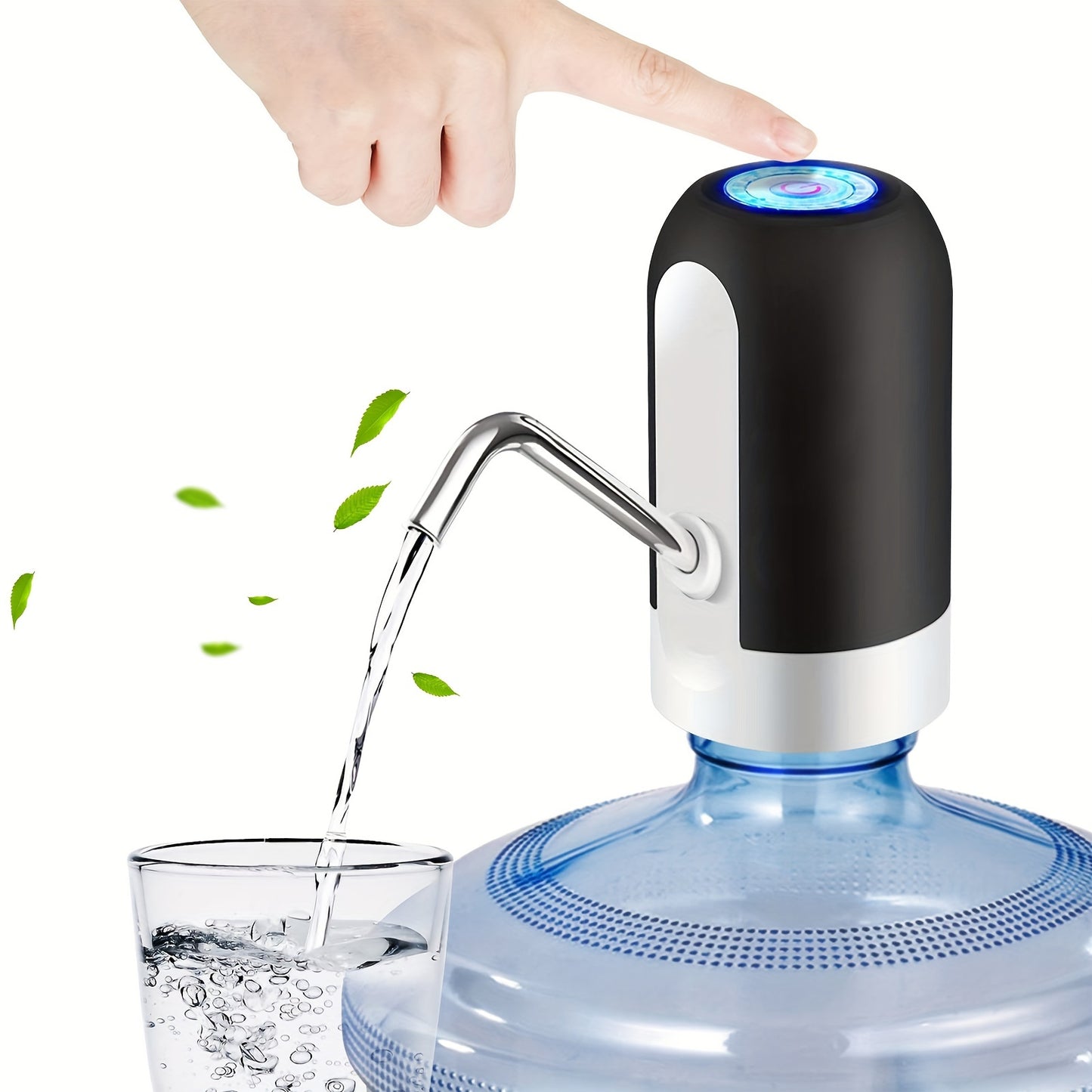 USB rechargeable automatic water bottle pump with 400mAh lithium battery for dorms.