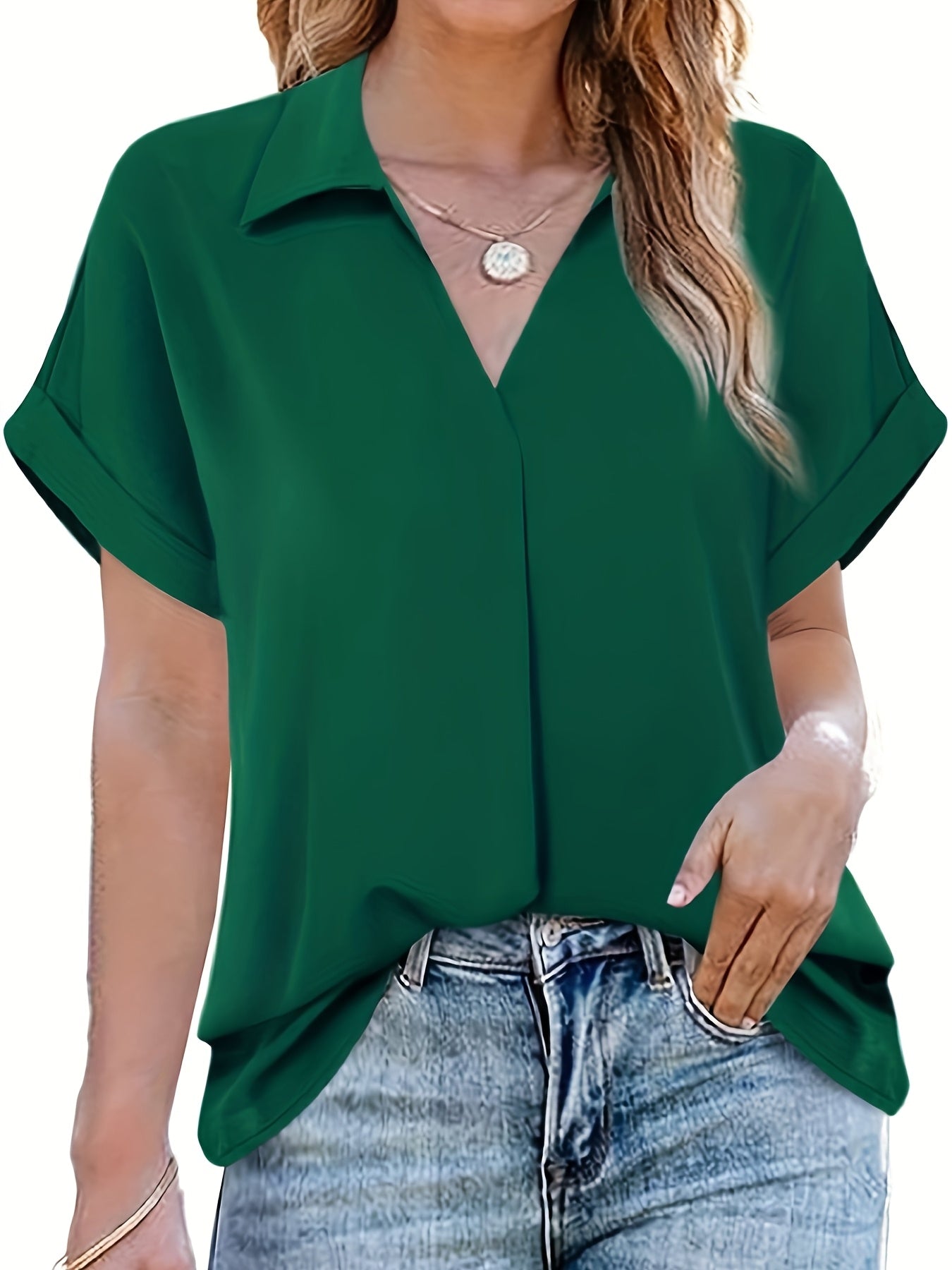 1pc Women's Plus Size Batwing Sleeve Top, Elegant and Versatile for All Seasons