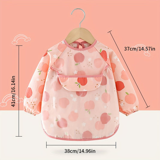 Autumn and Winter Waterproof Dining Bib with Long Sleeves, Reversible Design for Comfortable and Breathable Home Feeding Experience