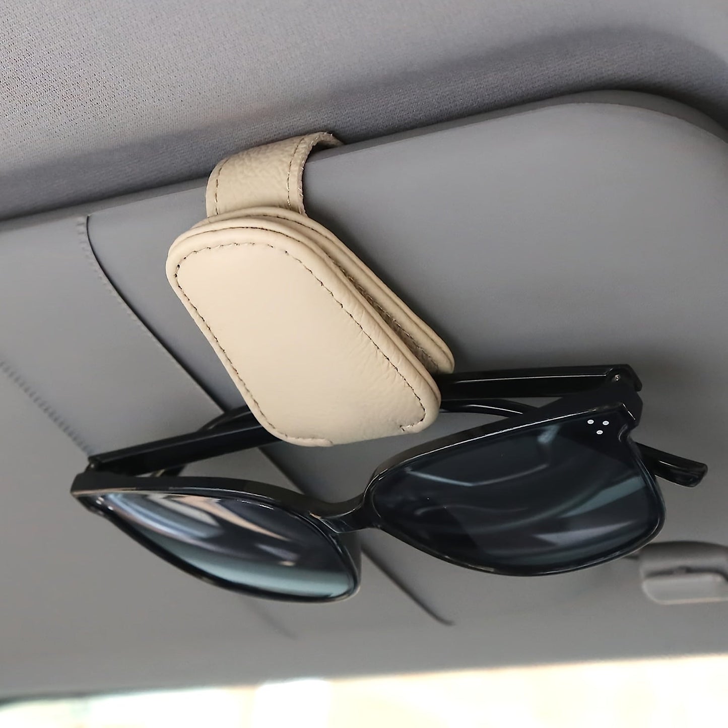 Sunglasses Holder for Car - Magnetic PU Faux Leather Clip for Visor, Glasses Hanger Accessory for Car Interior - Perfect Gift for Men and Women on Christmas or Birthdays