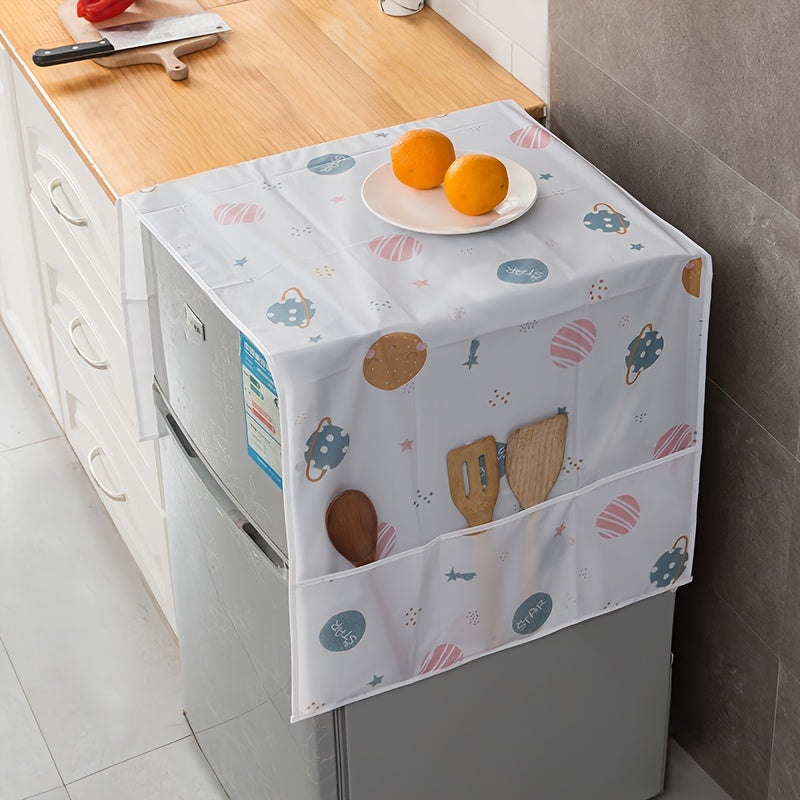 Waterproof dustproof refrigerator cover for single, double, or pair doors with cloth box, towel, and storage bag for household use.