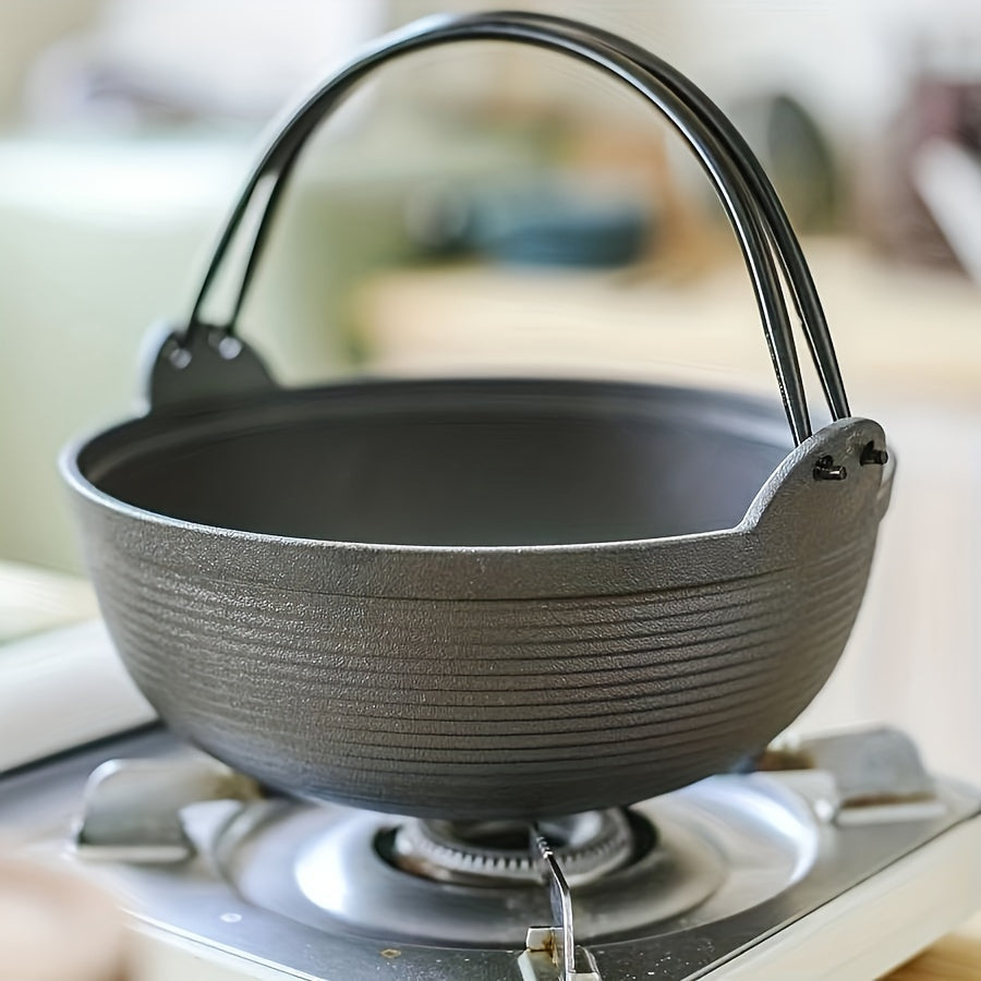 Japanese-Style Handcrafted Cast Iron Soup Pot, High-Temperature Resistant, Traditional Nabe Hot Pot, Uncoated, Thickened Design