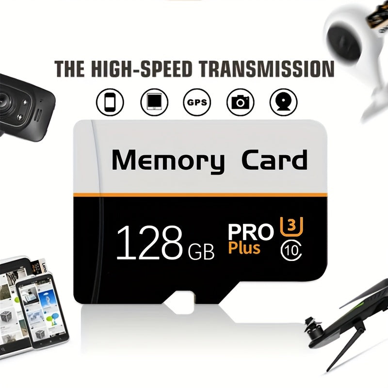 High-speed 512GB and 128GB microSD cards for smartphones, tablets, cameras, and surveillance systems.