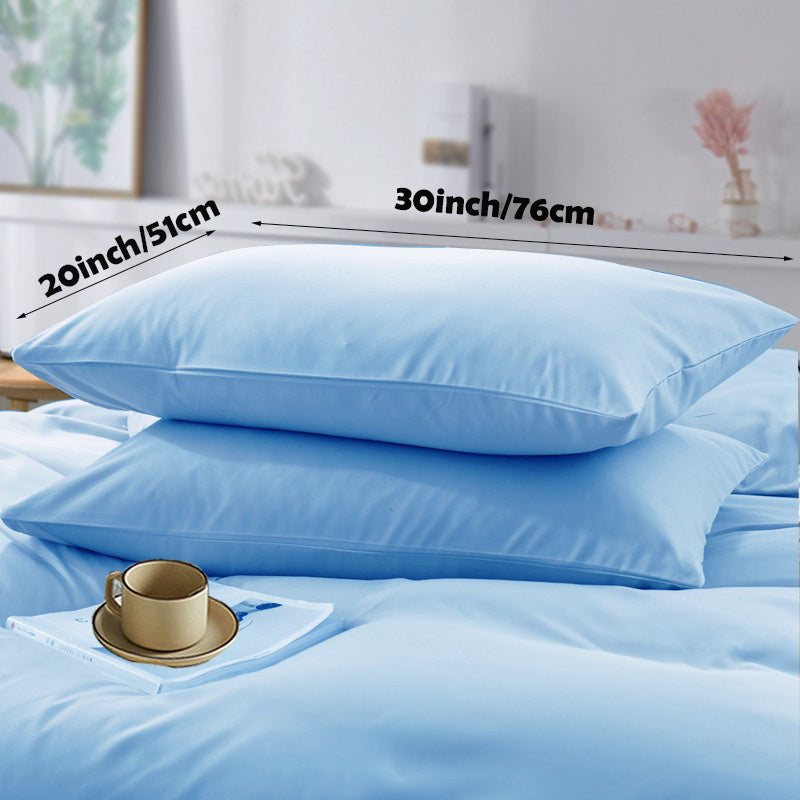 This set includes 2 soft sanded pillowcases made of 100% polyester. These non-wrinkle pillowcases are easy to care for and fade-resistant. They are crafted from lightweight 90g woven fabric that is machine washable. Please note that pillows are not