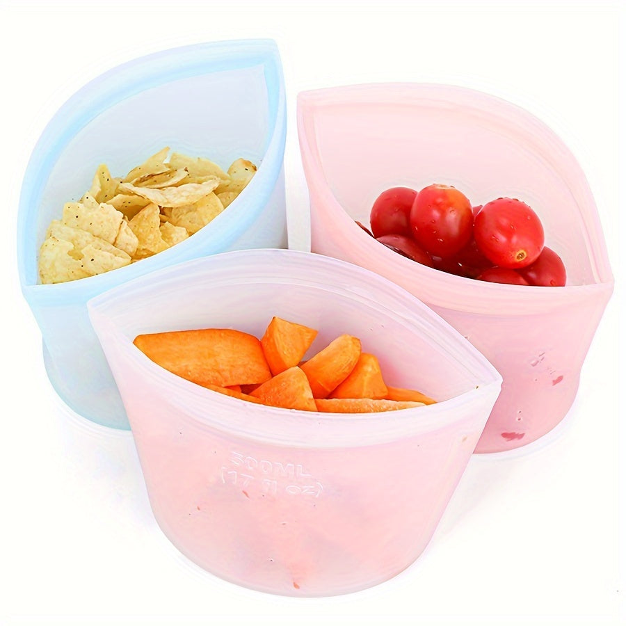 Top Pick! Silicone Food Storage Bag - Keep Your Fruits, Vegetables, and Milk Fresh with This Reusable Self-Sealing Bag. Safe for Kitchen Fridge, Food Contact, and Freezer Storage.