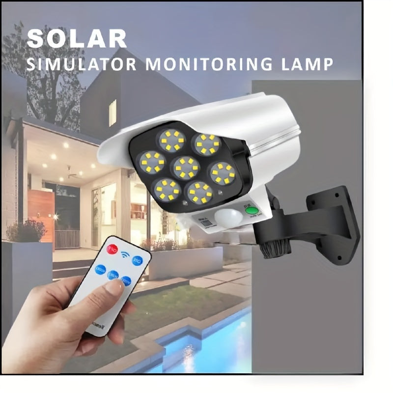 1pc Solar-powered street light with motion sensor, LED garden light, surveillance camera dummy, motion-activated wall light, outdoor smart light.