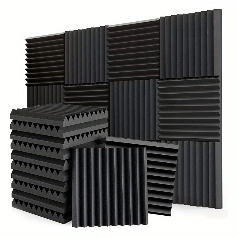 10pcs HERTBER High-Density Flame Retardant Acoustic Foam Panels for soundproofing in various settings.