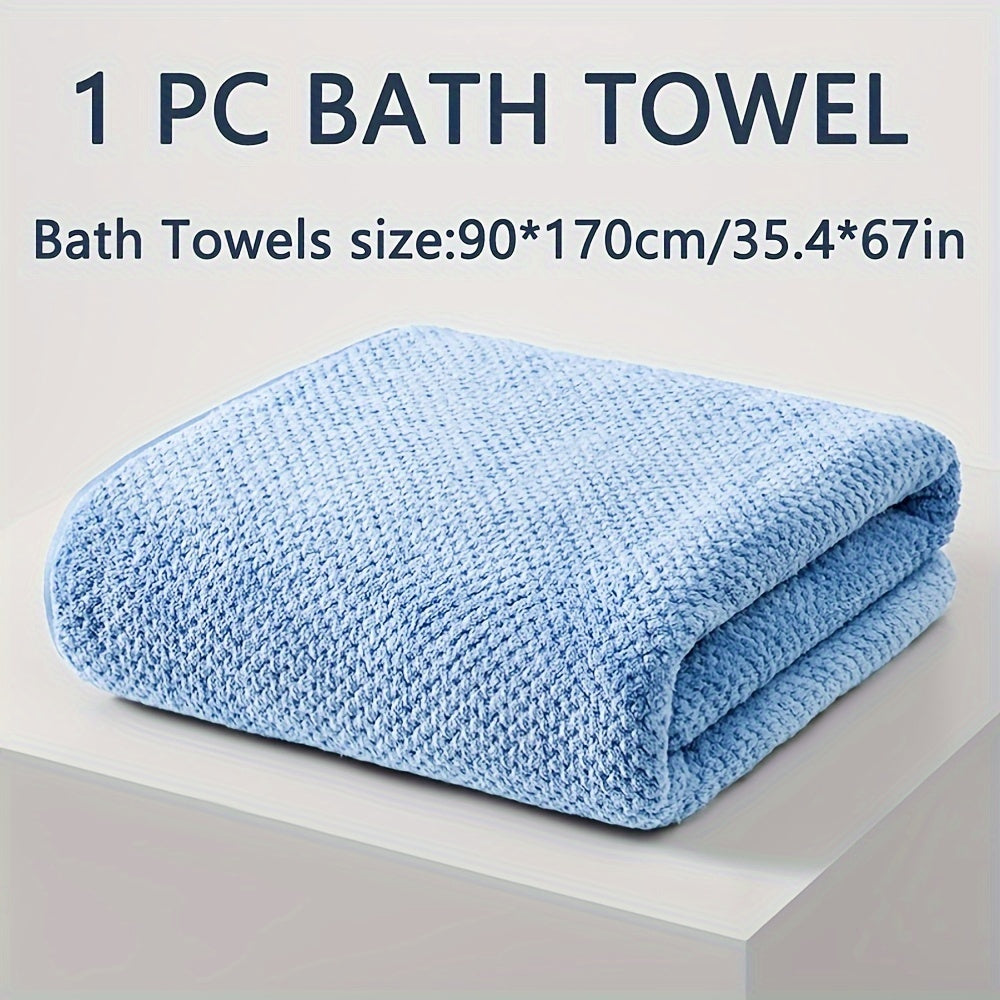 Large pineapple check patterned bath towel made of ultra-fine microfiber, highly absorbent and soft, suitable for various settings, available in multiple colors.