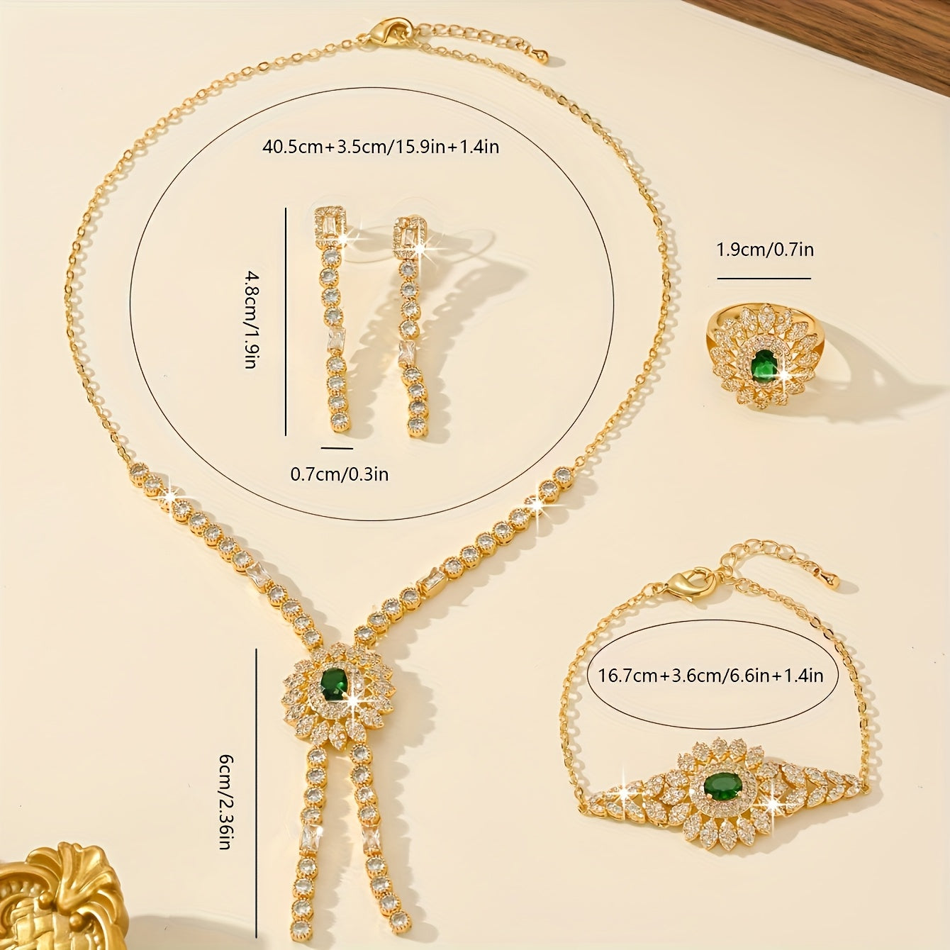 Exquisite 5-piece Tassel Bridal Jewelry Set adorned with Cubic Zirconia - Featuring a Stylish Necklace, Earrings, Ring, and Bracelet for Weddings and Everyday Elegance