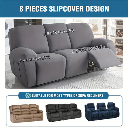 8-piece waterproof milk sofa slipcover set for summer, ideal for protecting furniture in home and office décor.