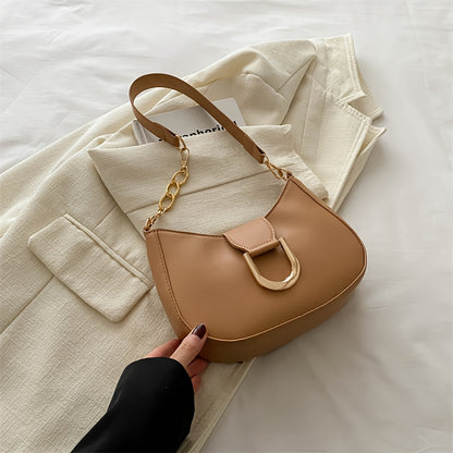 Stylish Crescent Moon Shoulder Bag with Zipper Closure, Polyester Lined, Ideal for Casual and Daily Use, Comes in White, Black, Khaki