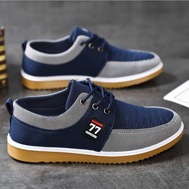 Stylish color block canvas skate shoes for outdoor activities, with non-slip soles and comfortable lace-up design.