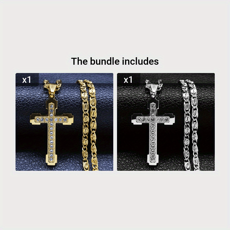 Introducing a stylish and premium stainless steel cross necklace with a luxurious niche design and high-end appeal.